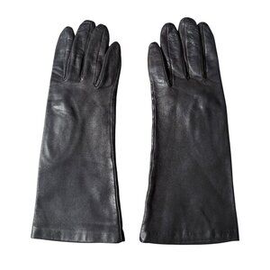 Fownes black genuine leather gloves women's size 6 1/2